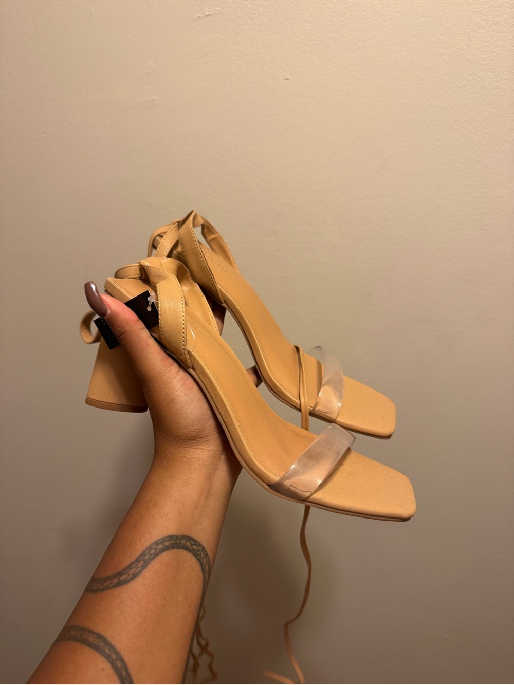 torrid Neutral Lace-Up Block Heel Sandals